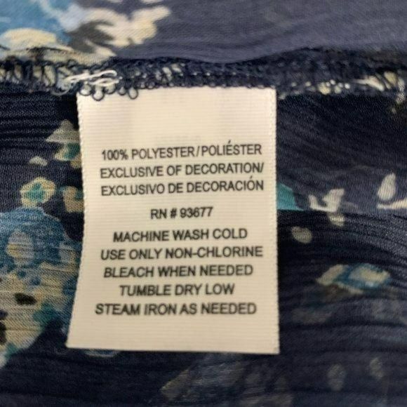 ANA A.N.A. A New Approach Woman's Blue Floral Sheer‎ Cap Sleeve Blouse Size 2X - Picture 7 of 7